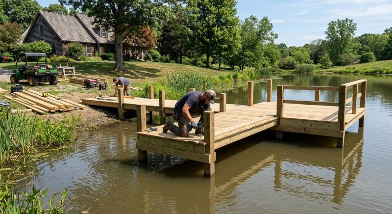 Pond Dock Installation in Overland Park, KS
