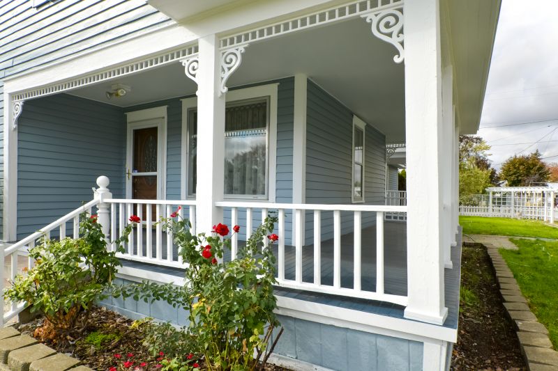 Wood Porch with Decorative Railings